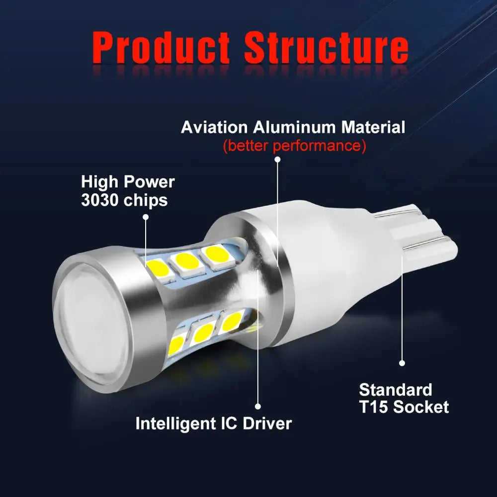 T15 W16W Canbus OBC Error Free Led Bulb 921 912 18SMD 3030 Chips Car Reverse Lamp Auto Bac