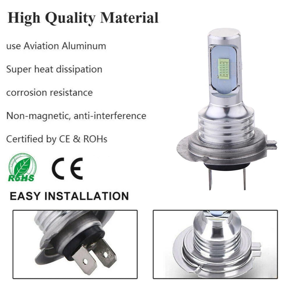 2Pcs H7 LED Headlight Bulbs SH1 H3 H11 H4 H6 20000LM 12V 6000K Auto LED Headlamp IP68 Conversion Hi/Lo Beam Kit Driving Light