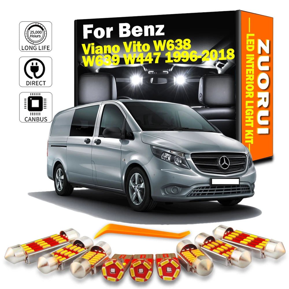 LED Interior Light Kit for Mercedes Benz Viano Vito W638 W639 W447 1996- 2016 - Canbus Dome Map Door Trunk Bulbs | AU...