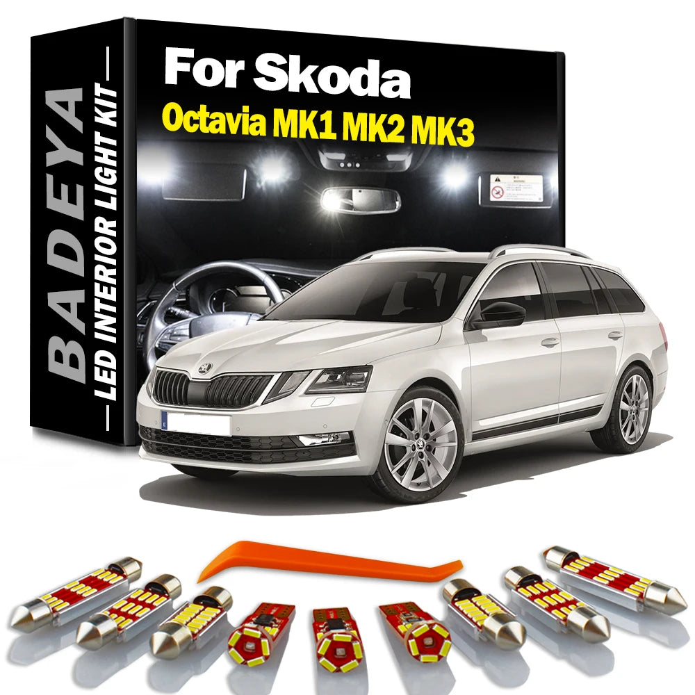 BADEYA Canbus LED Interior Map Dome Trunk Light Kit For Skoda Octavia MK1 MK2 MK3 1 2 3 Se