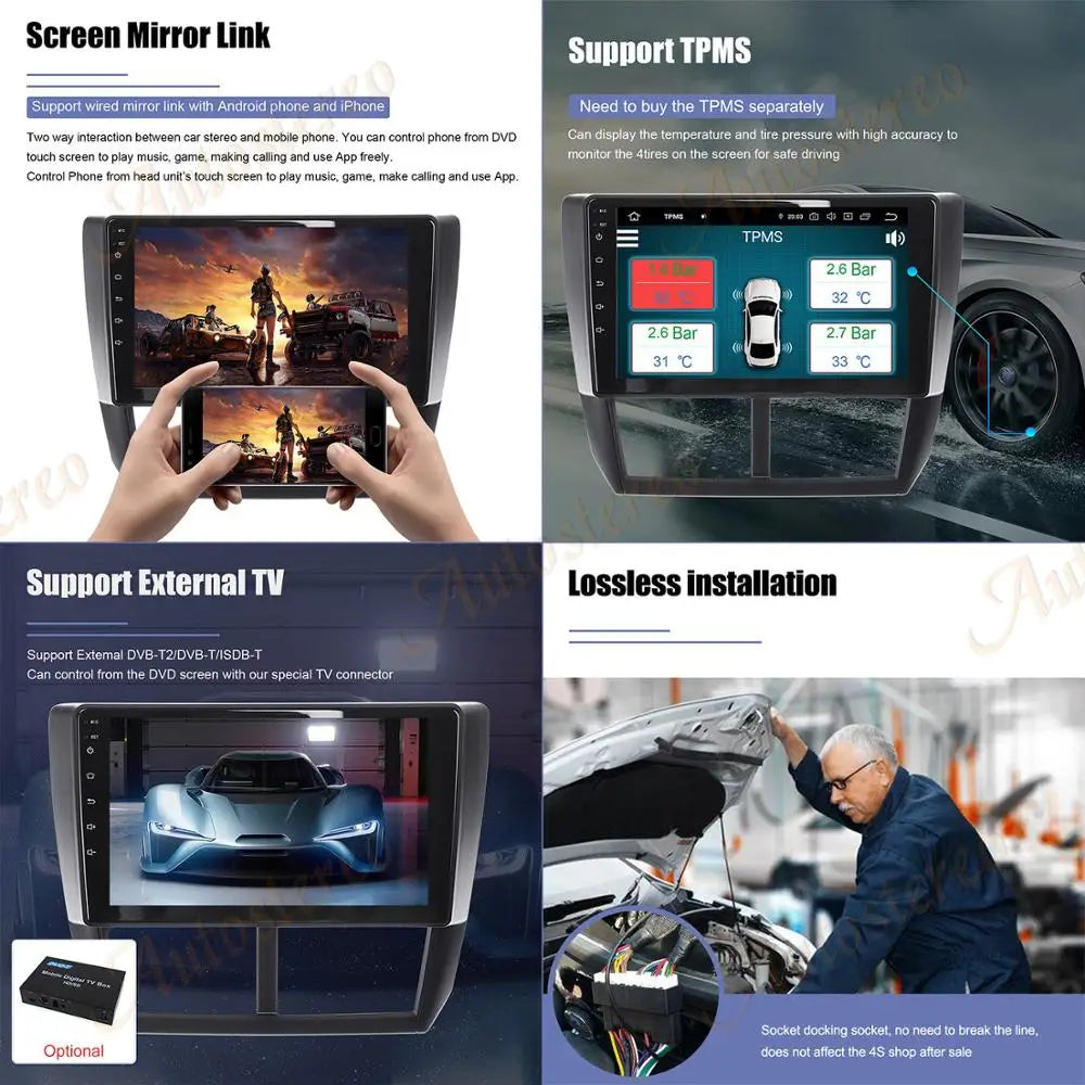 Carplay For Subaru Forester WRX 2008-2014 Android 13.0 Car Radio GPS Multimedia Player And