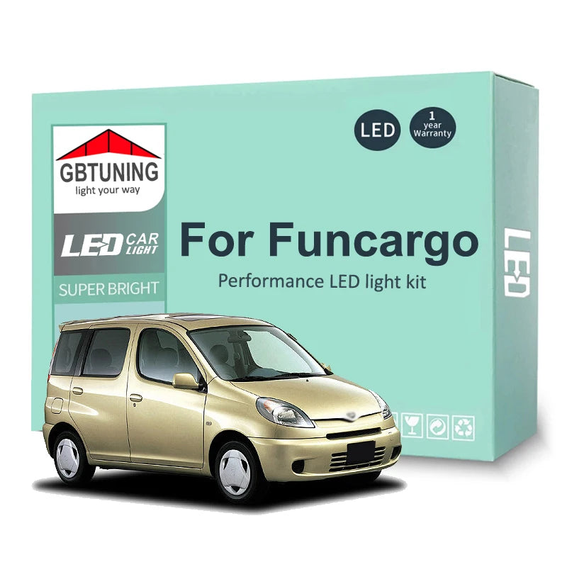 9-Piece LED Interior Light Kit for Toyota Funcargo - Canbus Error-Free Bulbs | AUTOKITSHOP