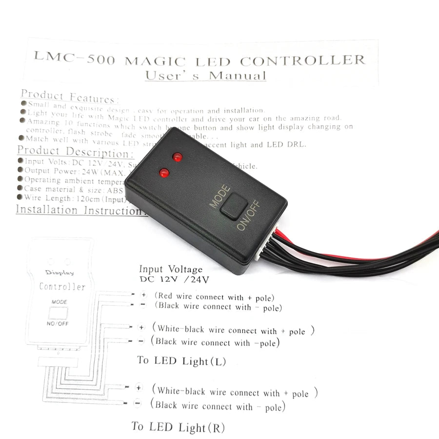 Car Auto LED Flash Strobe Controller Box LED Light Flasher Module 2 Ways 12V~24V