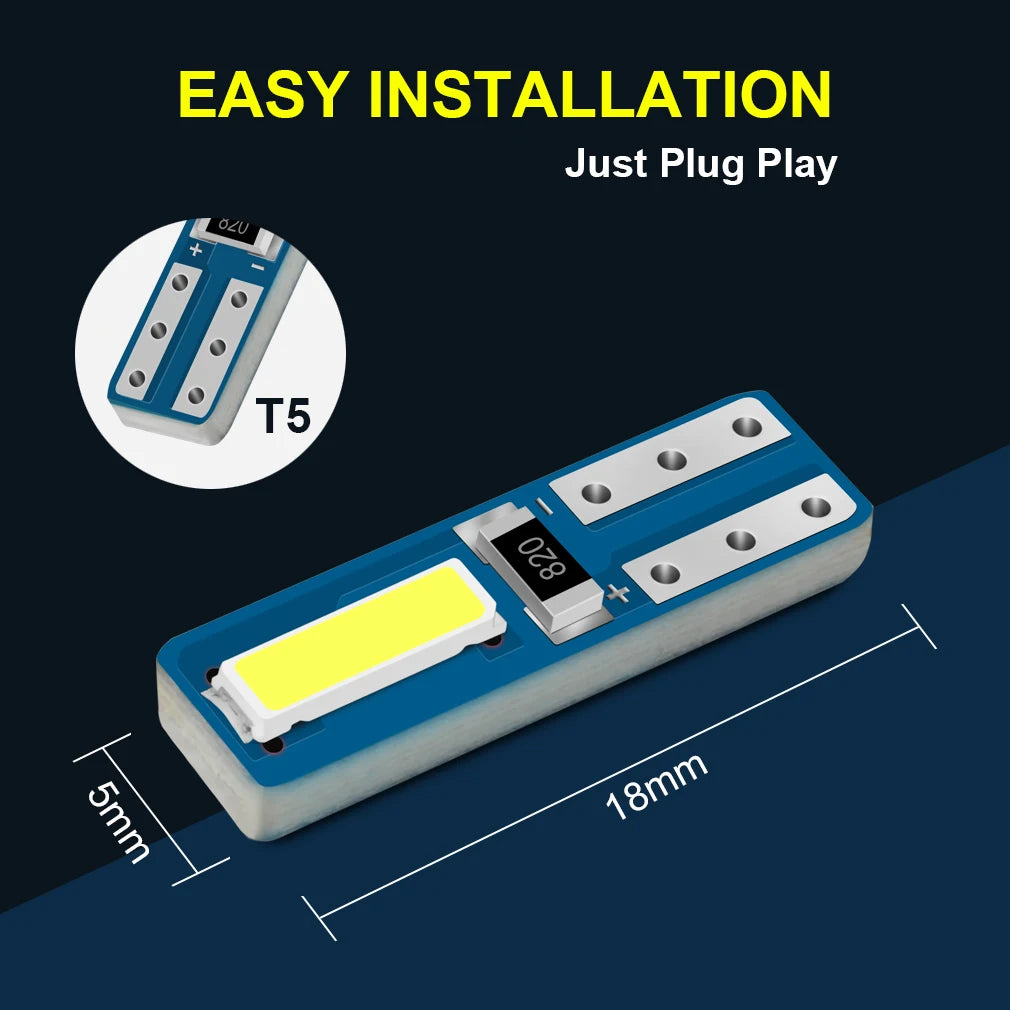 10-Piece LED Interior Light Kit for W3W W1 T5 - Canbus Error-Free Interior Bulbs