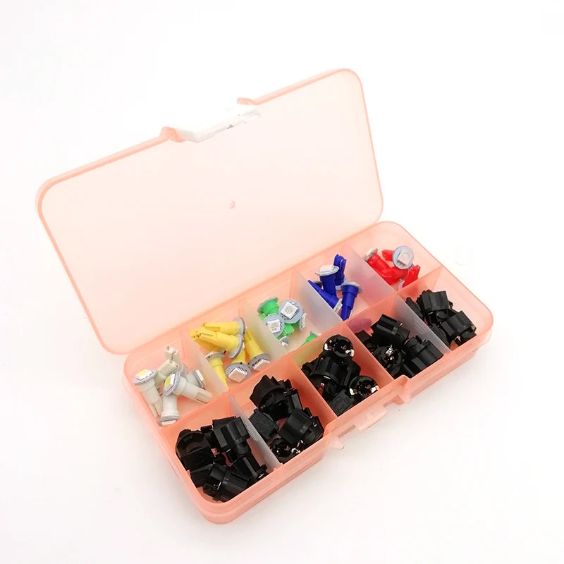 30pcs/lot 12V Car Instrument Panel Dash Light T5 Socket LED Mix Bulb 5 Kind Color