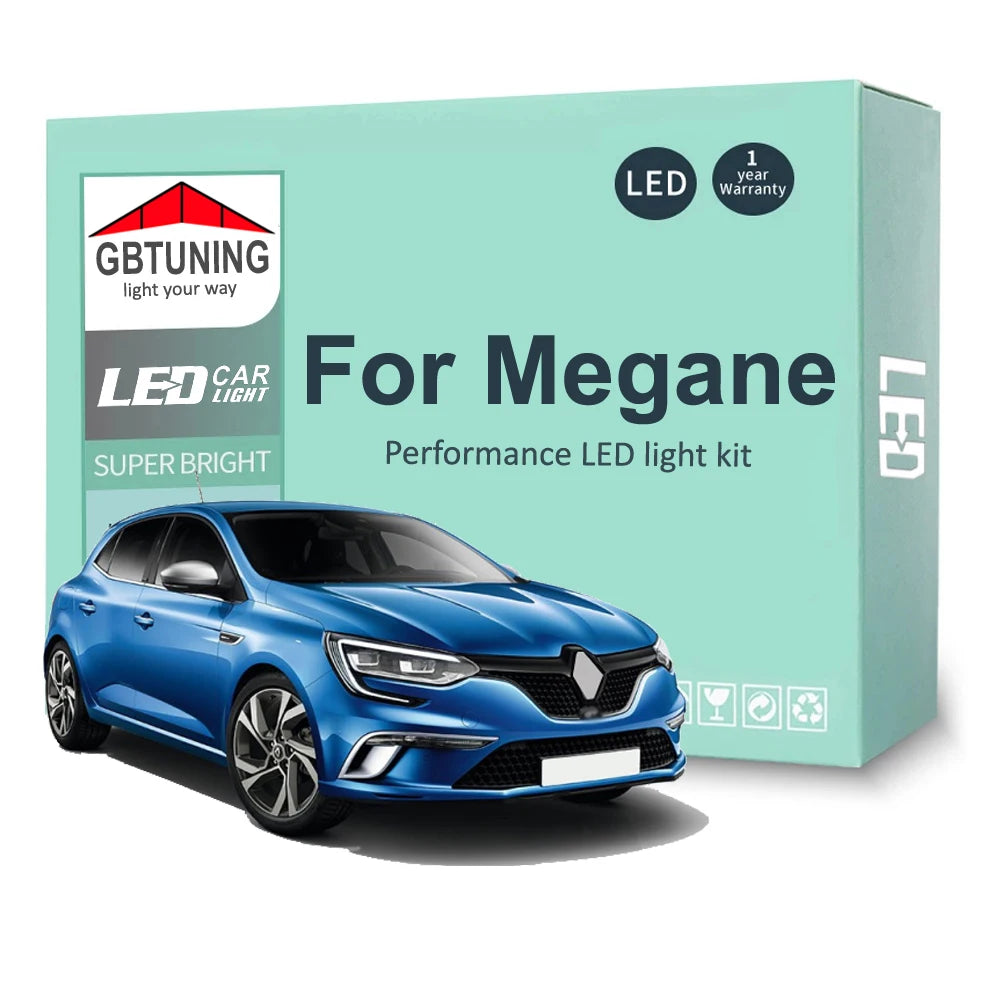 LED Interior Light Kit for Renault Megane MK1 MK2 MK3 MK4 I II III IV CC Canbus Dome Trunk License Plate LED Interior...