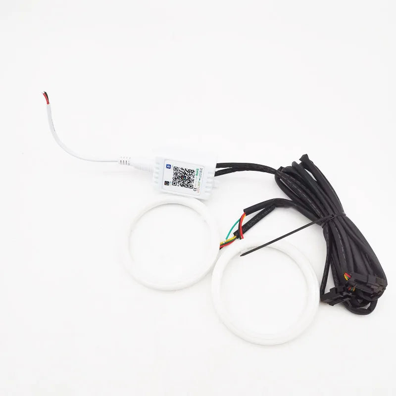 Angel Eyes BT APP Control RGB 80mm Halo Rings COB Led Car Driving Headlight