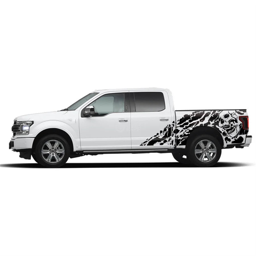 1 Pair Black Color Skull decal Vinyl Car Stickers for Pickup for Dodge 4x4 Off Road for GM