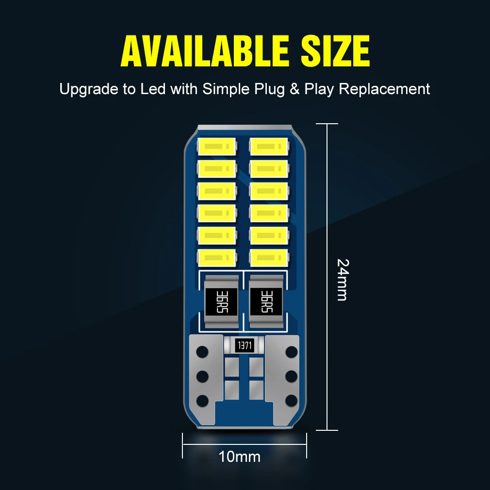 T10 Led Canbus W5W Led Bulb Car Interior Light 24smd 3014smd 194 168 Car Led Signal Lamp C