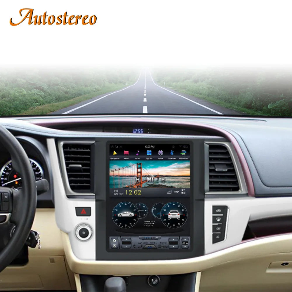 Android 11 For Toyota Kluger Highlander 2014-2021 Tesla Style Car GPS Navigation Auto Radi