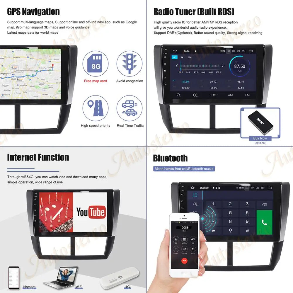 Carplay For Subaru Forester WRX 2008-2014 Android 13.0 Car Radio GPS Multimedia Player And