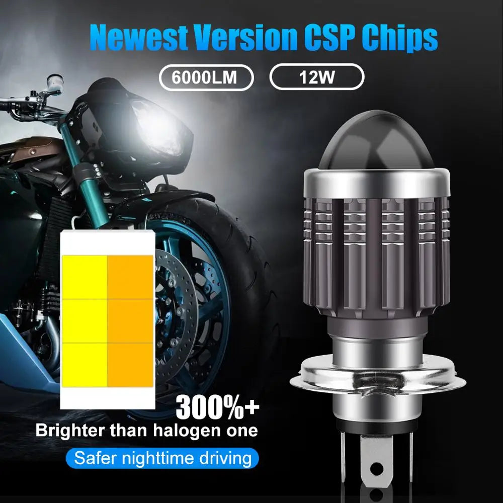 H4 LED H6 BA20D LED Motorcycle Headlight Bulbs CSP White Yellow Hi Lo Lamp Fog Lights Moto