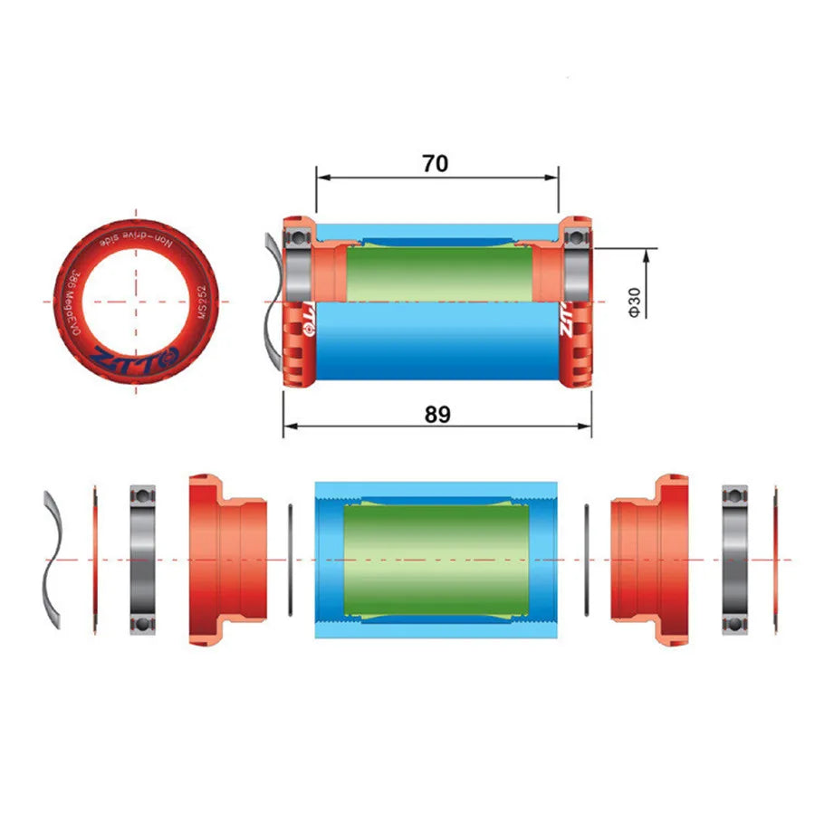Bottom Bracket BB30/30MM For 30MM Axle Cranket on ITA(Italian Threaded) Frame