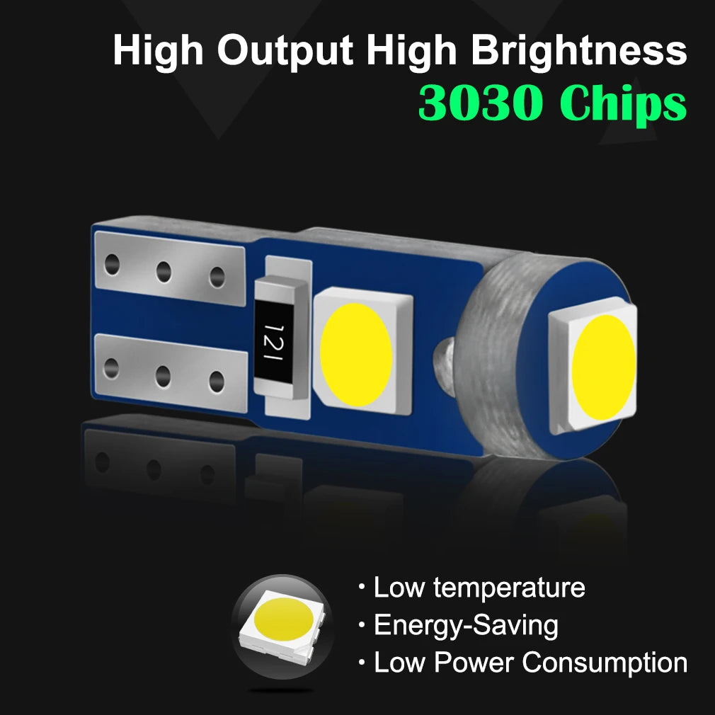 10-Piece LED Interior Light Kit for W3W W1 T5 - Canbus Error-Free Interior Bulbs