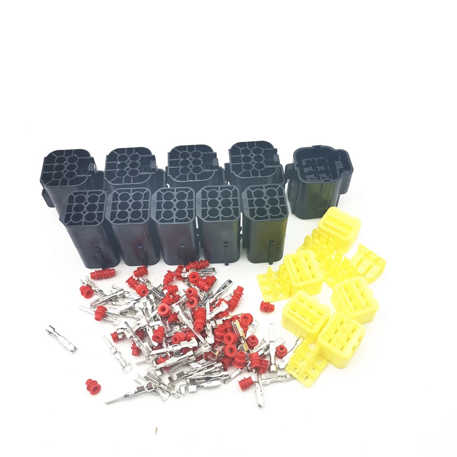 5 Kit 6 Pin Way Amp Sealed Waterproof Wire Connector Plug Terminal Set Car Truck