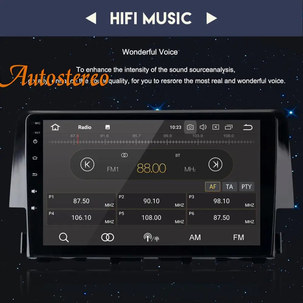 Carplay Android 14 Car GPS Navigation For Honda Civic 2016-2021 Stereo Head Unit DSP Multi