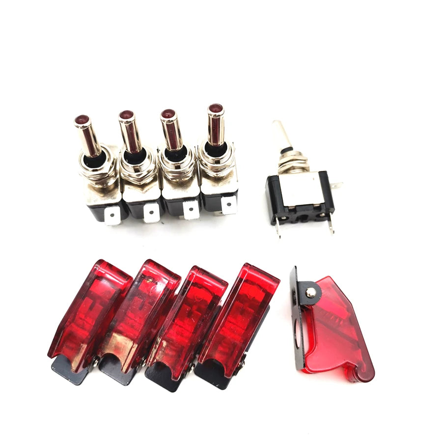 12V 20A Red Cover LED Light Rocker Toggle Switch SPST ON/OFF Car Truck Boat