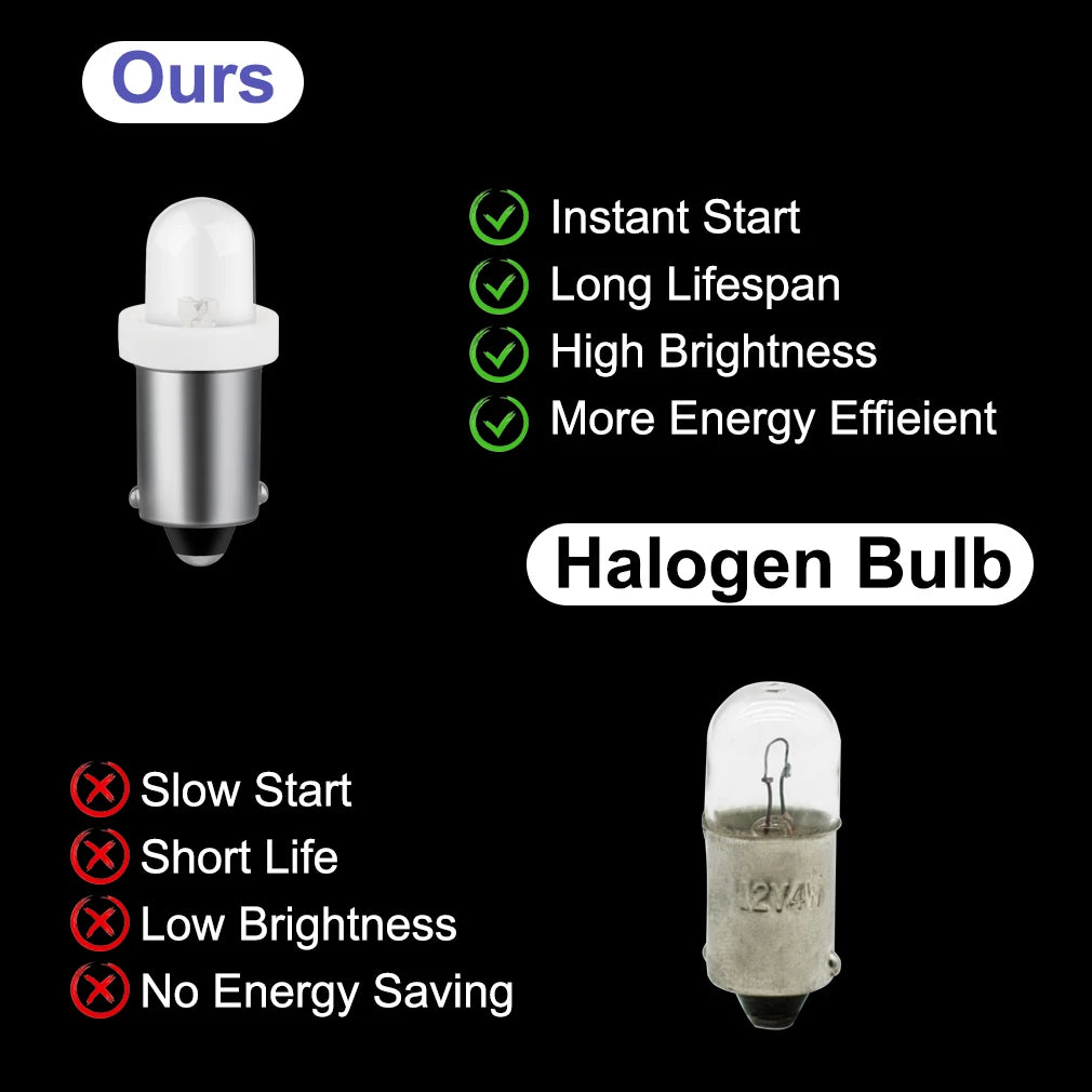 10-Piece LED Interior Light Kit for BA9S T4W H6W - Canbus Error-Free Interior Bulbs