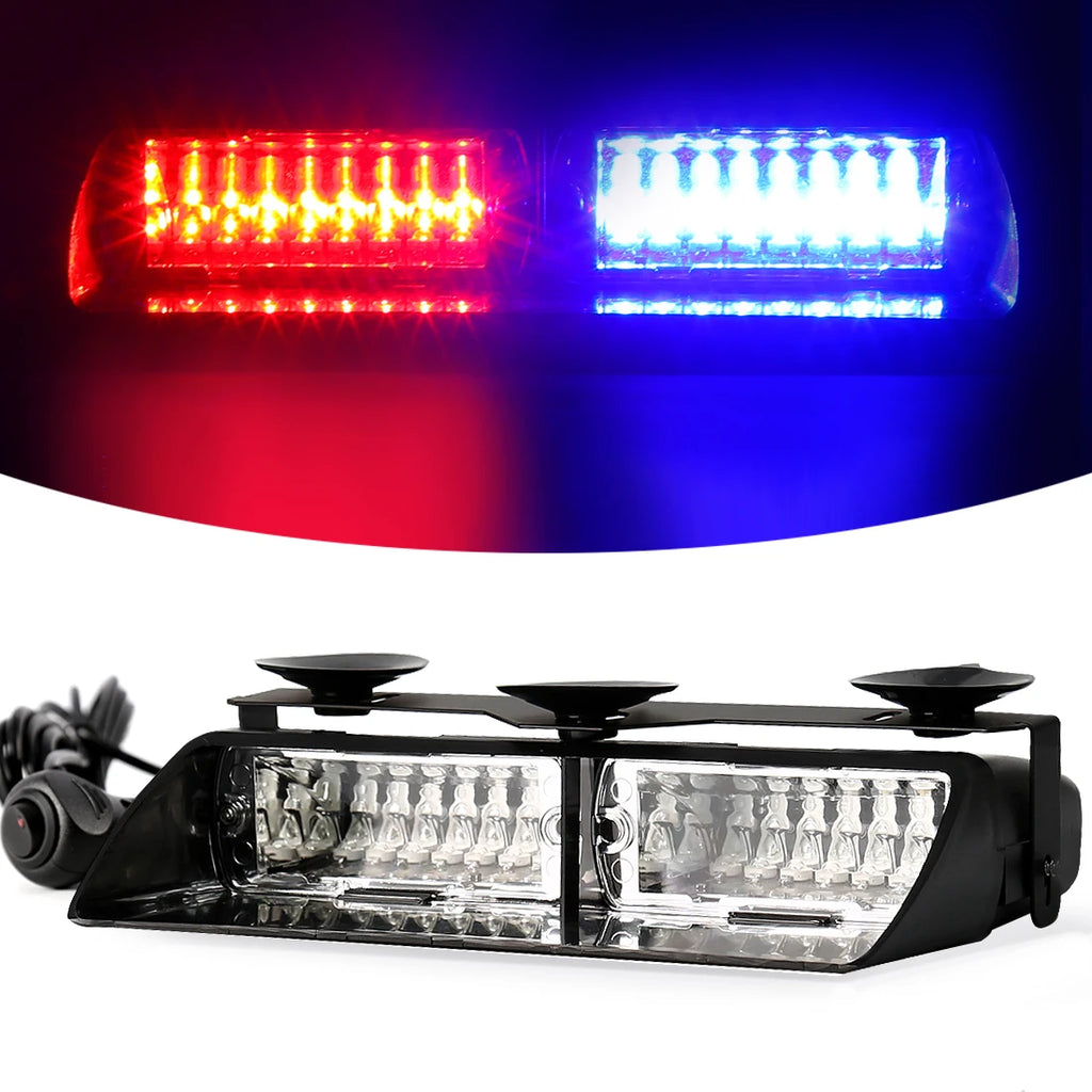 16 LED Strobe Signal Emergency Windshield Warning Beacon Lights Red Blue Yellow Amber Whit | AUTOKITSHOP