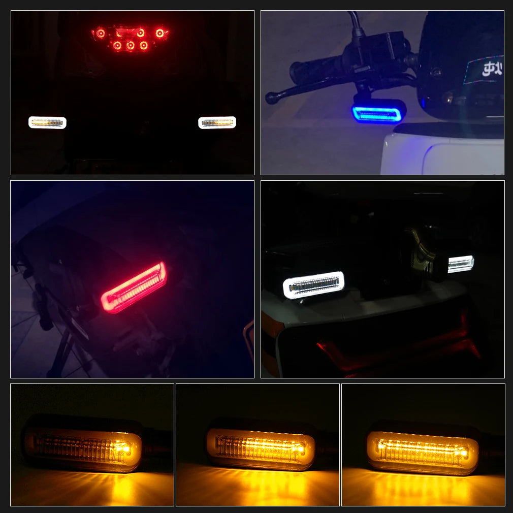 Universal LED Motorcycle Turn Signal Lights DRL Moto Flashing Indicator Blinker Flowing Fl