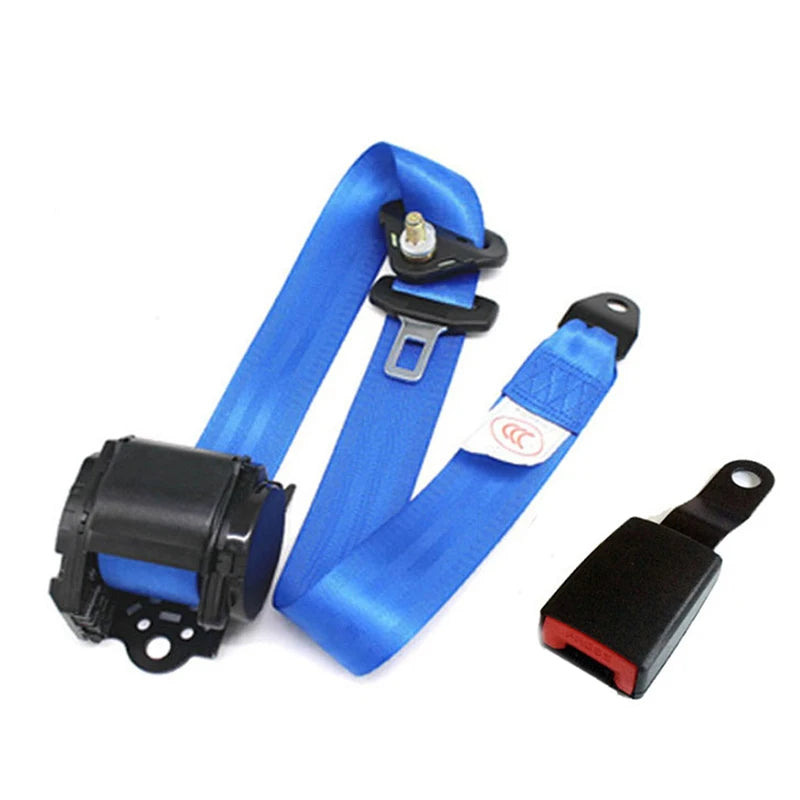 Blue 3 Point Retractable Car Safety Seat Belts Lap Safety Belt Seatbelts for Auto Cars Wit