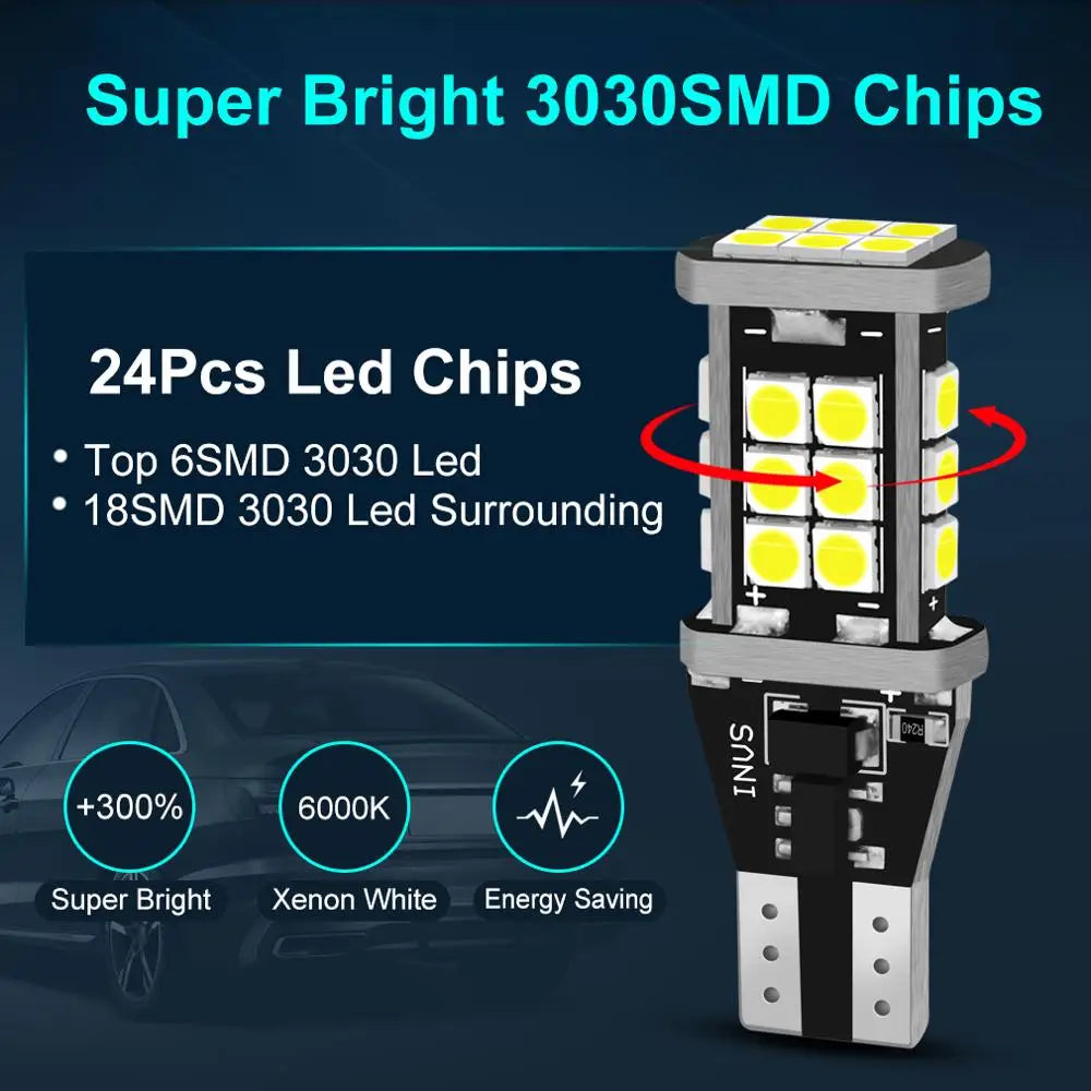 W16W LED Bulb T15 Led Canbus OBC Error Free 920 921 912 Lamp 3030SMD Car Reverse Lights Ba
