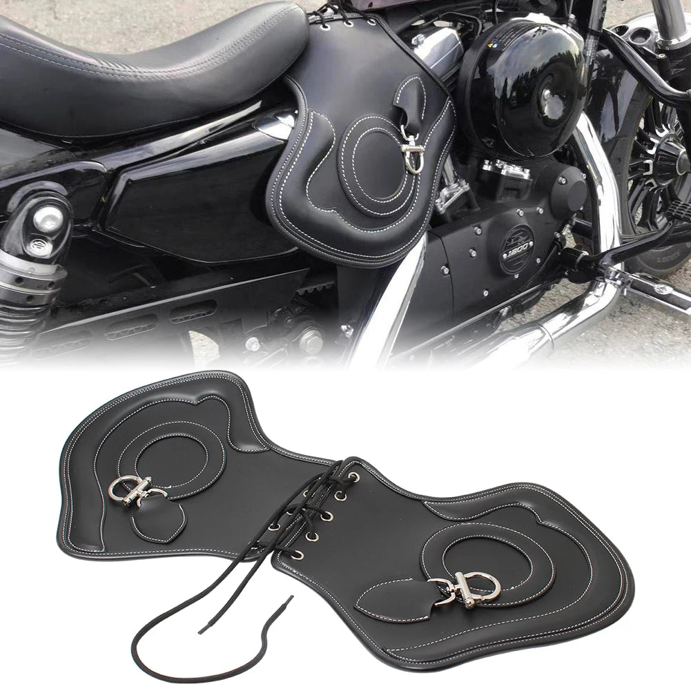 Universal Motorcycle PU Leather Heat Saddle Shield Deflectors Black For Harley Touring Road Elec - Automotive LED Light