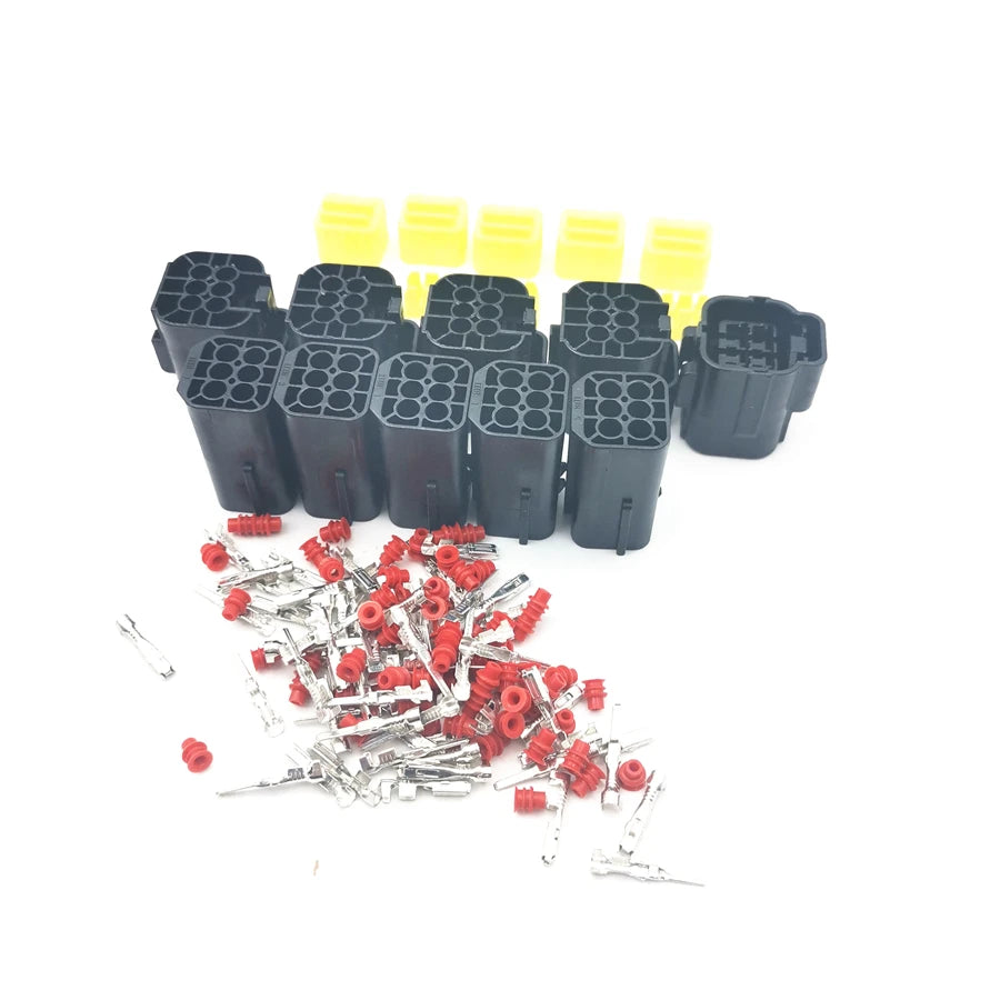 5 Kit 6 Pin Way Amp Sealed Waterproof Wire Connector Plug Terminal Set Car Truck