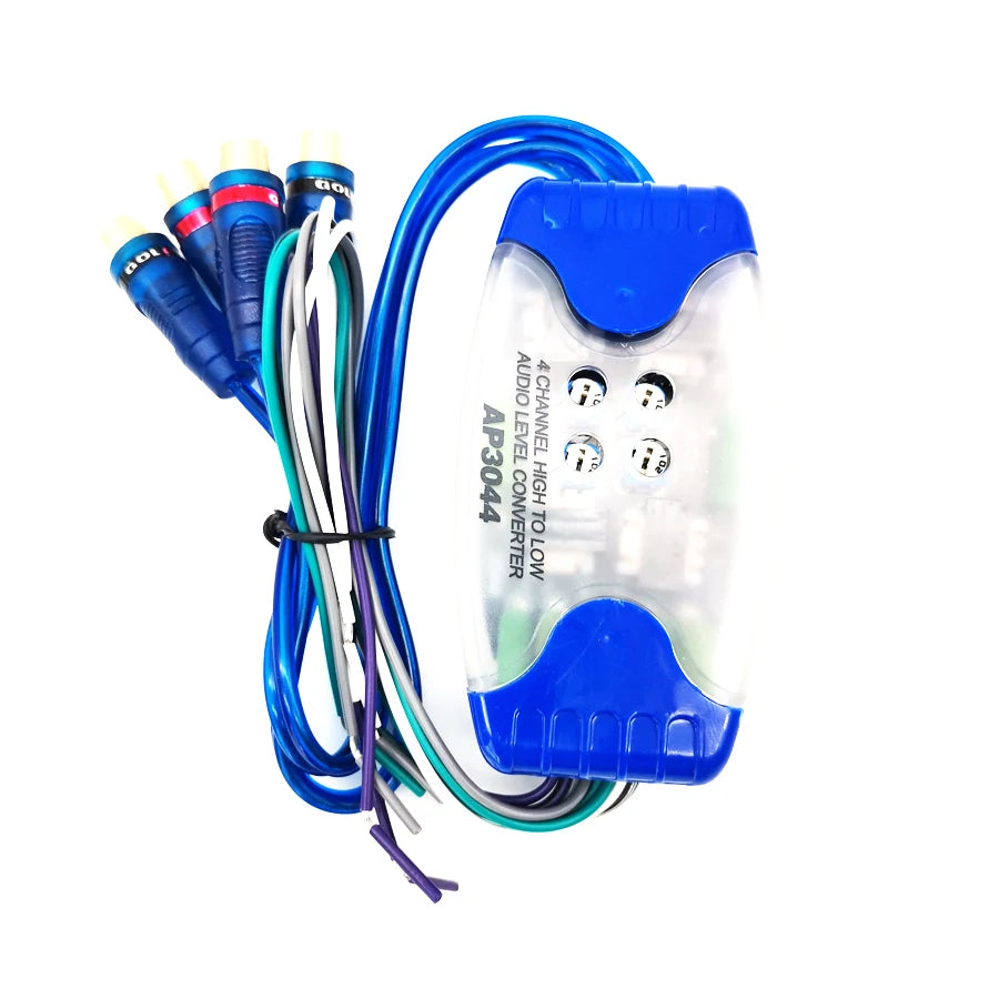 Universal Car Stereo Audio Speaker Converter Wire to 4 RCA Hi/Lo Audio Line Level Adaptor