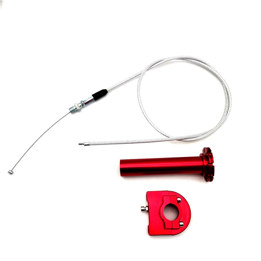 Red CNC Motorcycle Throttle Turn Grip Twist Cable 7/8'' 22mm Handbar Scooter ATV