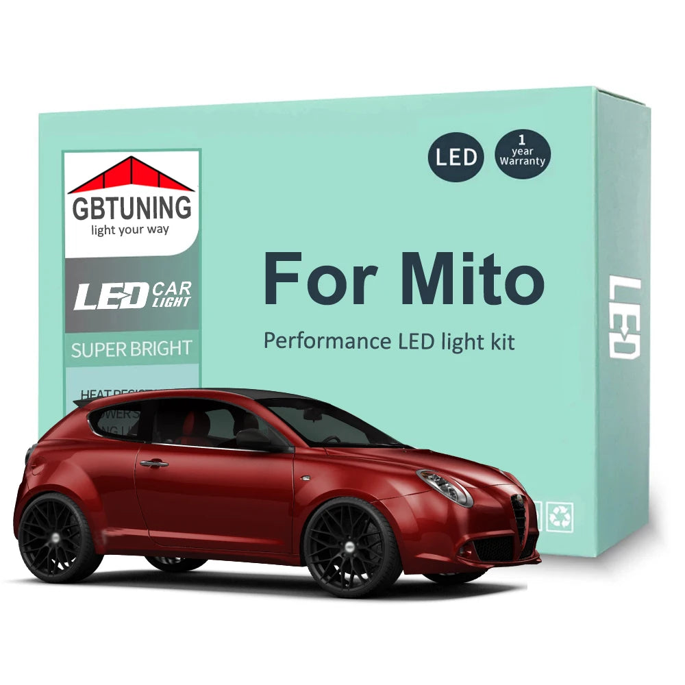 10-Piece LED Interior Light Kit for Alfa Romeo Mito 955 2008-2015 - Canbus Dome Map Door Trunk Bulbs | AUTOKITSHOP