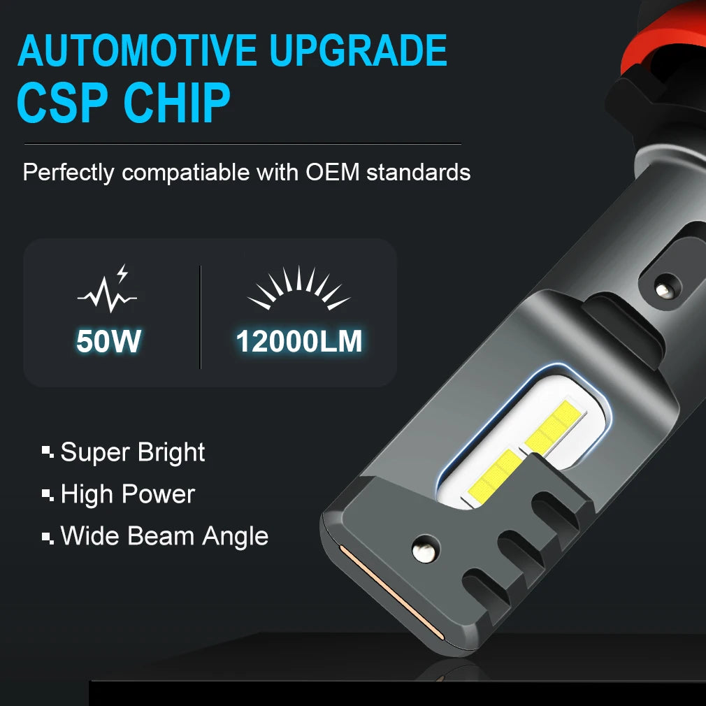 H15 Led Bulb Canbus Error Free Car Headlight 50W 12000LM Super Bright CSP Chips Conversion
