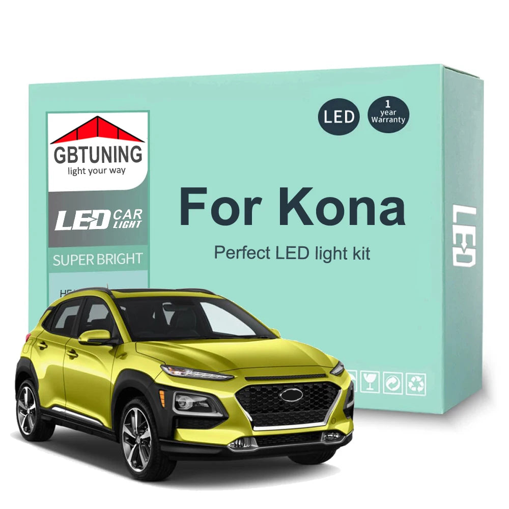 13-Piece LED Interior Light Kit for Hyundai Kona - Canbus Error-Free Bulbs | AUTOKITSHOP