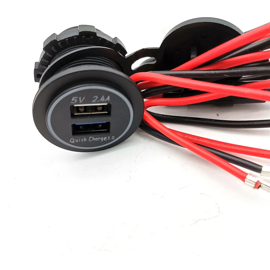 Dual USB Charger Socket Power Outlet Quick Charge for Car Boat Marine Rv Mobile