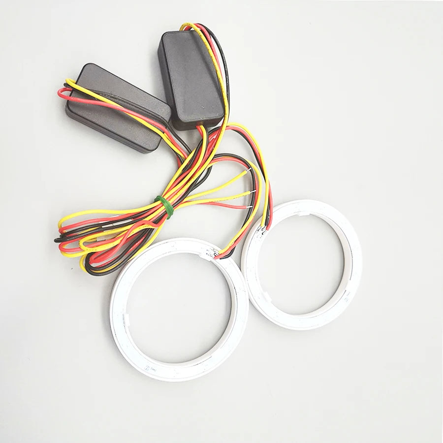12V Car Angel Eyes White + Yellow Car Headlight DRL Daytime Running Light Halo Ring Led