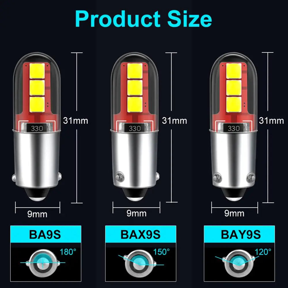 BA9S BAY9S BAX9S H21W T4W H6W Led Bulb 6SMD 3535 Chips Car Auto Backup Reverse Light T2W T