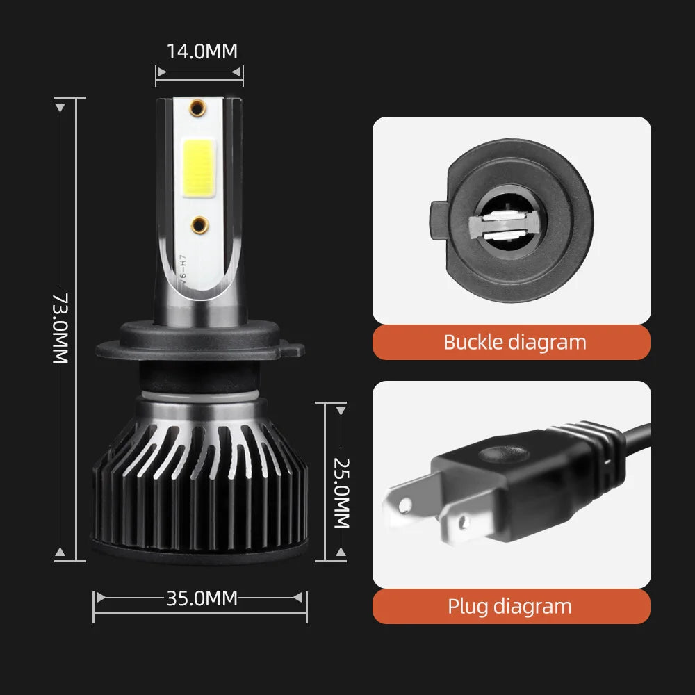 roadsun 6x LED H7 H11 Headlight Bulbs 20000LM Car High Low Light 6000K Auto Fog Lamp For H