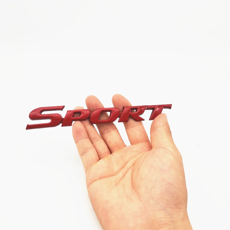 Racing Car "SPORT" Red Metal Badge Sticker Rear Trunk Fender Emblem Decal
