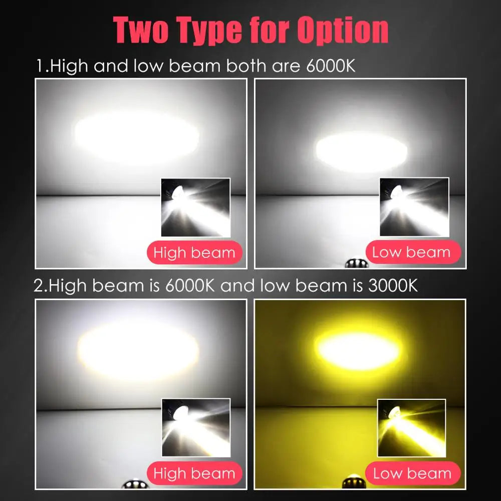 H4 H6 BA20D Led Motorcycle Headlight Bulbs 10000LM 12W CSP Chips Fisheye Convex Len Spotli