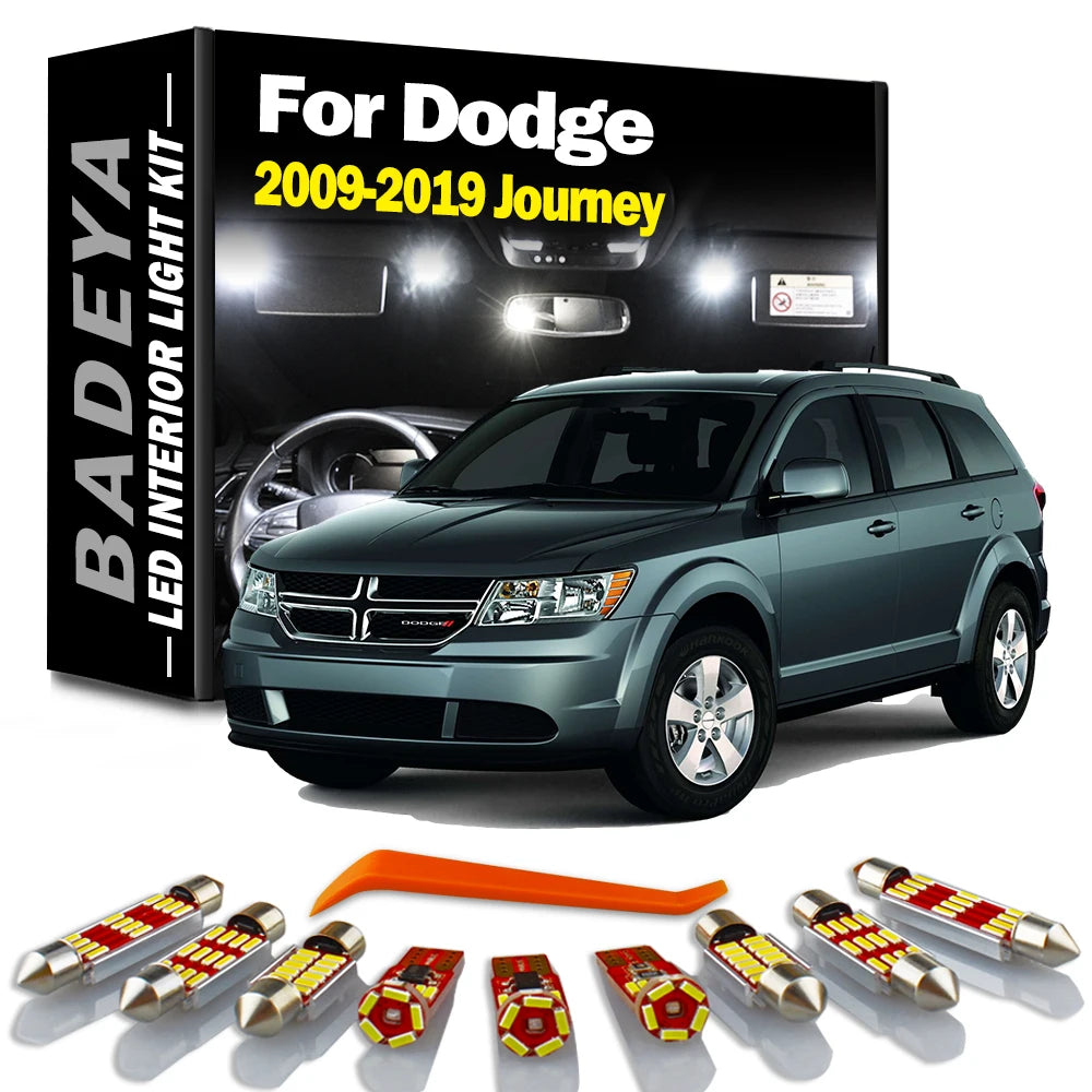 11-Piece LED Interior Light Kit for 2009-2019 Dodge Journey Map Dome Trunk License Plate Lamp 2009-2019 - Canbus Dome...