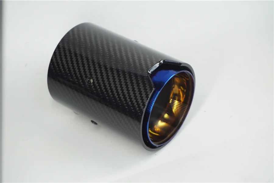 Inner Diameter 67MM Grilled Blue Style Carbon Fiber Glossy Exhaust Tip For M Performance E