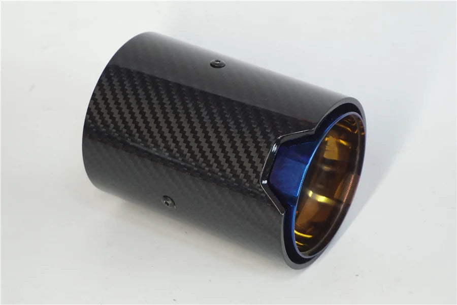 Inner Diameter 67MM Grilled Blue Style Carbon Fiber Glossy Exhaust Tip For M Performance E