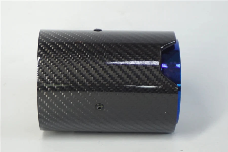 Inner Diameter 67MM Grilled Blue Style Carbon Fiber Glossy Exhaust Tip For M Performance E