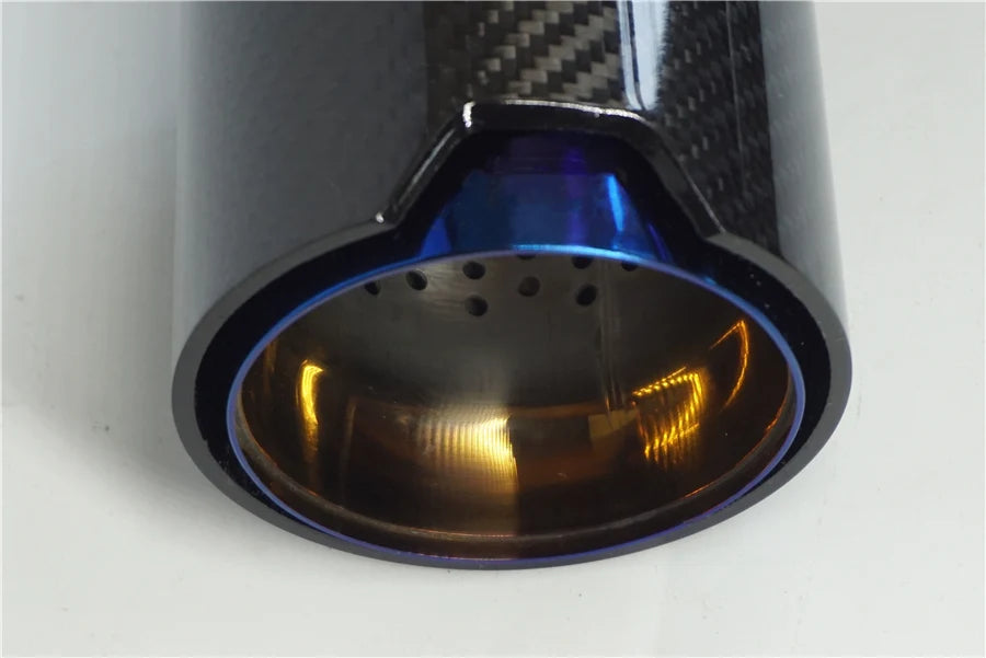Inner Diameter 67MM Grilled Blue Style Carbon Fiber Glossy Exhaust Tip For M Performance E