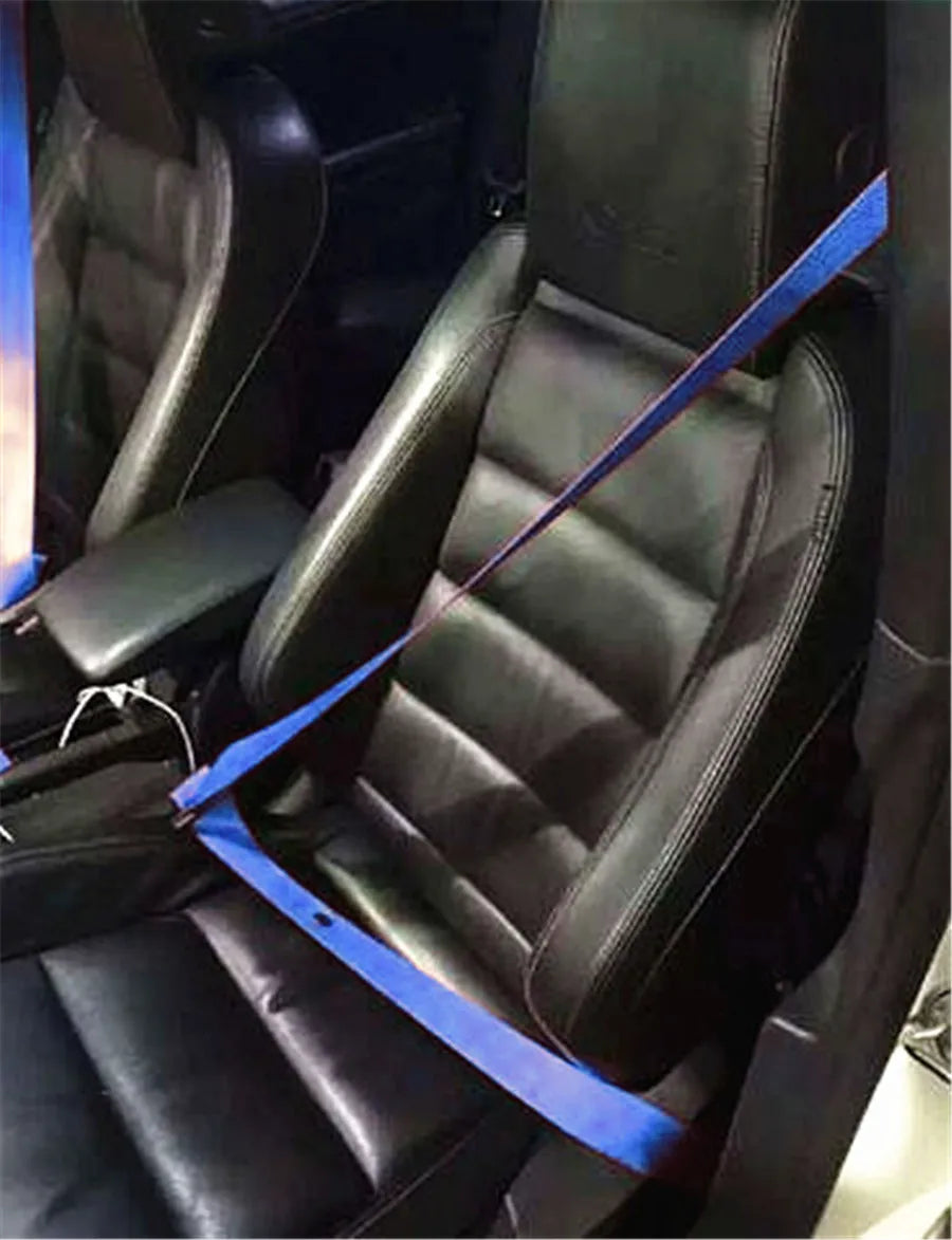 Blue 3 Point Retractable Car Safety Seat Belts Lap Safety Belt Seatbelts for Auto Cars Wit