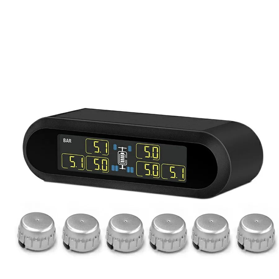 Solar Power Wireless LCD Tire Pressure Monitor System TPMS +6 External Sensor Tire Pressur