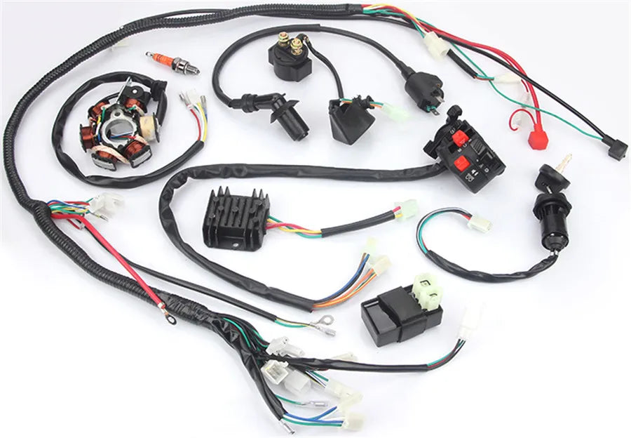 Motorcycle Wiring Harness kit Electrics Wire Loom Assembly For GY6 125cc 150cc ATV / QUAD