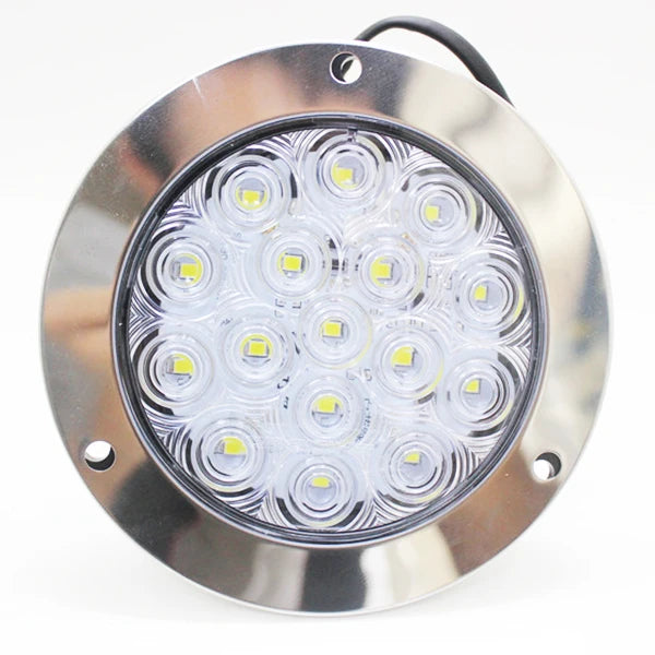 1Pair 12-24V Yellow / White Round Reverse Brake Turn Signal Rear Tail Light 16 LED for Car