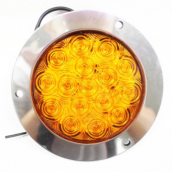 1Pair 12-24V Yellow / White Round Reverse Brake Turn Signal Rear Tail Light 16 LED for Car