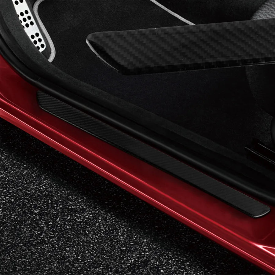 Universal Door Sill Cover Car Scuff Plate Panel Step Protector Guard Real Carbon Fiber 60